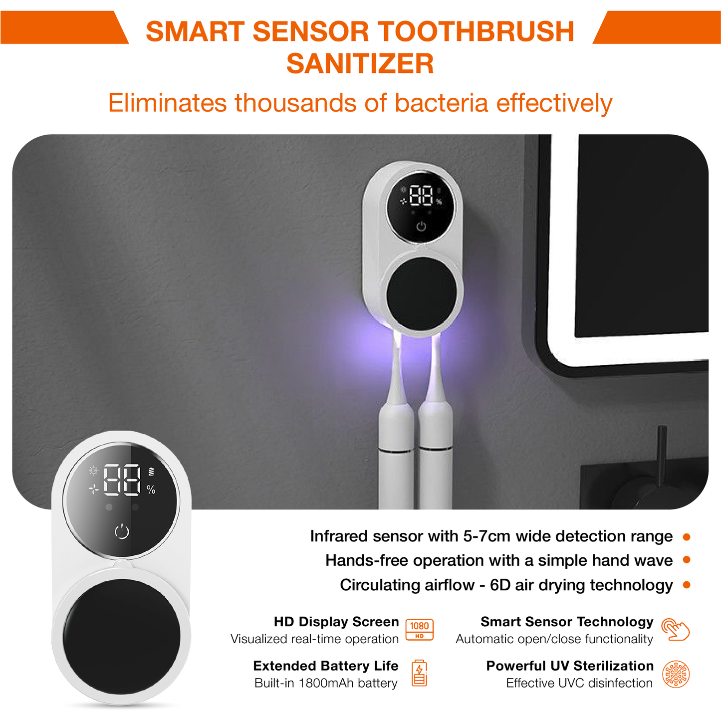 AMG™ Smart UV Toothbrush Sanitizer & Holder